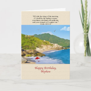 Carte Anniversaire, Nephew, Plage, Collines, Oiseaux, Oc