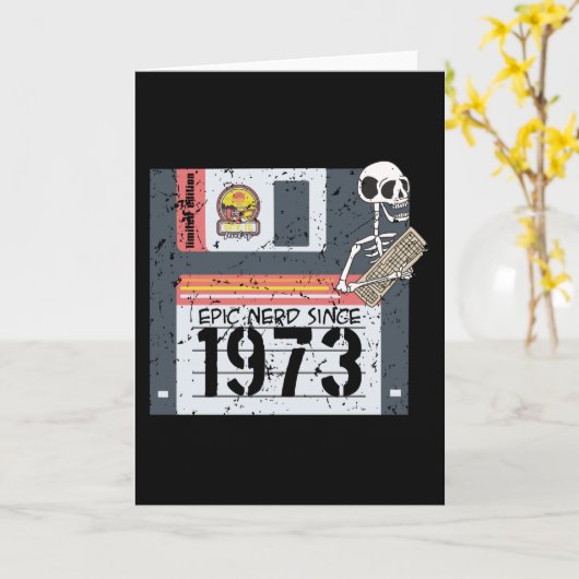 Carte Anniversaire nerd 1973 (Fleur jaune)