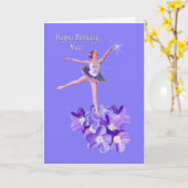Carte Anniversaire, nièce, Ballerina et Violets (Fleur jaune)