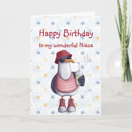 Carte Anniversaire Niece Fun Cool Seagull Bird Card (Devant)