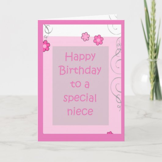 Carte Anniversaire - Niece Pink Daisy (Devant)