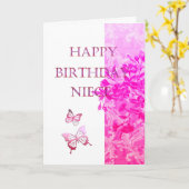 Carte Anniversaire nièce (rose) (Fleur jaune)