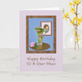 Carte Anniversaire, nièce, vie morte avec Pitcher et Ros (Fleur jaune)