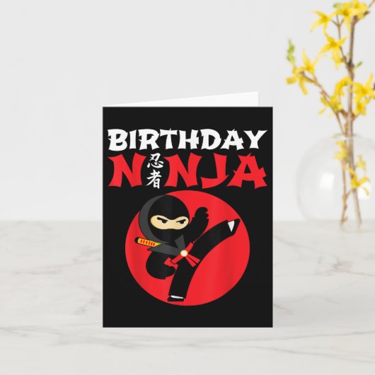 Carte Anniversaire Ninja - Enfants Ninja Fête d'annivers (Fleur jaune)
