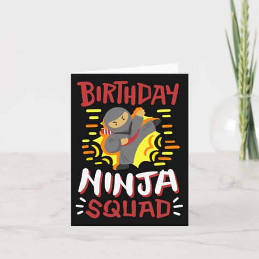 Carte Anniversaire Ninja Squad Karate Girls Garçons Enfa (Devant)