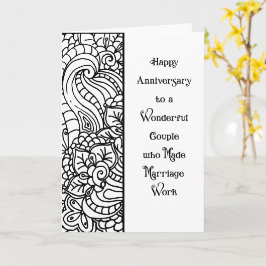 Carte Anniversaire Noir & Blanc (Fleur jaune)