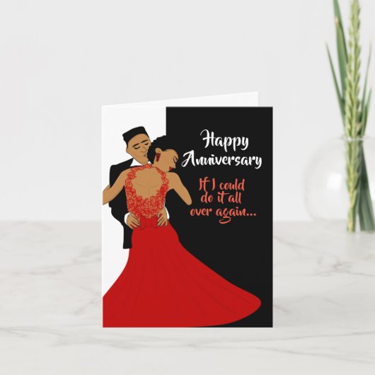 Carte Anniversaire noir et blanc des couples afro-améric (Devant)
