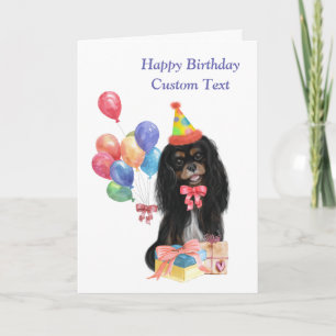 Carte Anniversaire Noir et Tan Cavalier Spaniel  