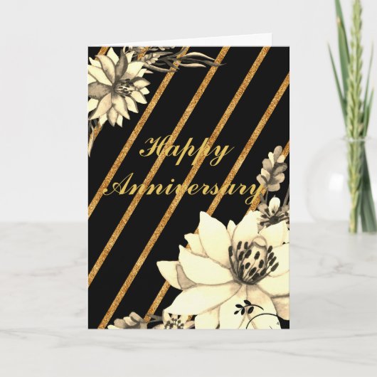 Carte Anniversaire Noir/Or (Devant)