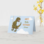 Carte Anniversaire Nom personnalisé, âge Dinosaure perso (Fleur jaune)