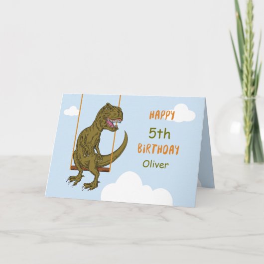 Carte Anniversaire Nom personnalisé, âge Dinosaure perso (Devant)