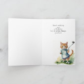 Carte Anniversaire Nom personnalisé Chat Golf (Intérieur)