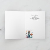 Carte Anniversaire Nom Personnalisé Chat Jouer Basketbal (Intérieur)