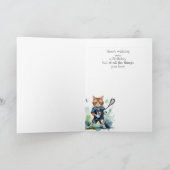 Carte Anniversaire Nom personnalisé Fun Cute Chat jouant (Intérieur)