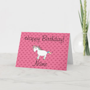 Carte Anniversaire nom unicorn coeur rose
