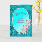 Carte Anniversaire - notre fille - ovale perlé avec des (Fleur jaune)