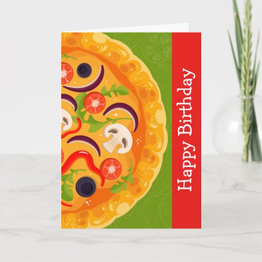 Carte Anniversaire nourriture colorée amoureux de pizza (Devant)