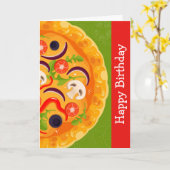 Carte Anniversaire nourriture colorée amoureux de pizza (Fleur jaune)