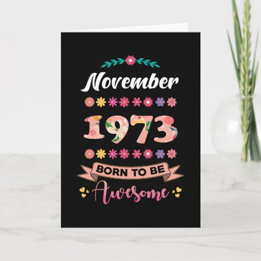 Carte Anniversaire novembre 1973 Femme-cadeau (Devant)