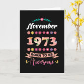 Carte Anniversaire novembre 1973 Femme-cadeau (Fleur jaune)