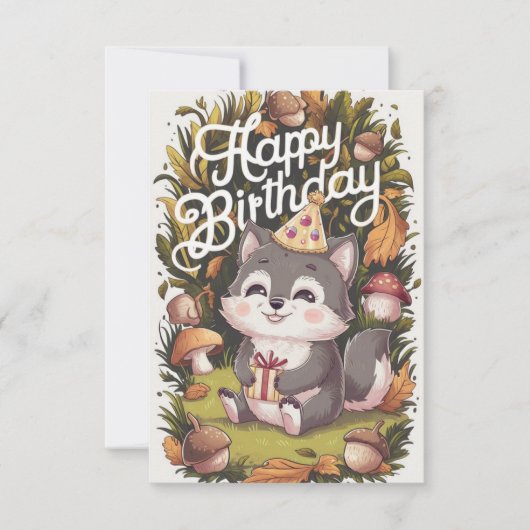 Carte Anniversaire numérique Boho Pretty Wolf (Devant)