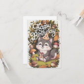 Carte Anniversaire numérique Boho Pretty Wolf (Devant/Arrière en situation)