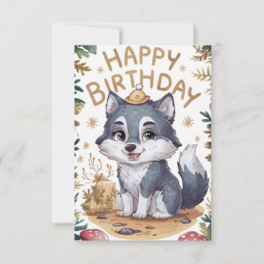 Carte Anniversaire numérique charmant Wolf (Devant)