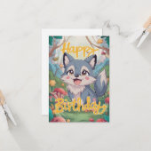 Carte Anniversaire numérique coloré et modifiable Wolf (Devant/Arrière en situation)