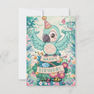 Carte Anniversaire numérique de Fiesta Parrot enchantée