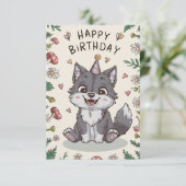 Carte Anniversaire numérique de Little Wolf modifiable (Debout devant)