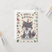 Carte Anniversaire numérique de Little Wolf modifiable (Devant/Arrière en situation)