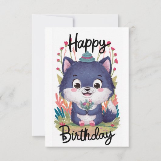 Carte Anniversaire numérique du loup géant enchanté (Devant)