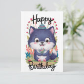 Carte Anniversaire numérique du loup géant enchanté (Debout devant)