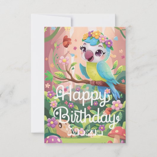Carte Anniversaire numérique du perroquet de la forêt de (Devant)