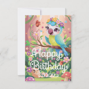 Carte Anniversaire numérique du perroquet de la forêt de