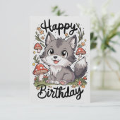 Carte Anniversaire numérique du petit loup enchanté (Debout devant)