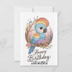 Carte Anniversaire numérique éditable Woods Parrot