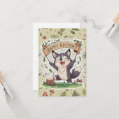 Carte Anniversaire numérique Little Simple Wolf (Devant/Arrière en situation)