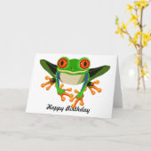 Carte Anniversaire observé par rouge de grenouille (Fleur jaune)