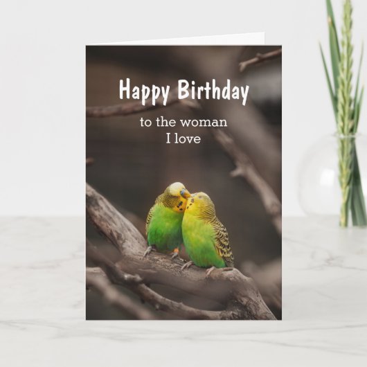 Carte Anniversaire Oiseau Bouddha Épouses Parakeet femme (Devant)