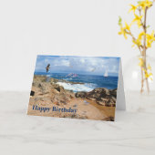 Carte Anniversaire, Oiseaux de mer à l'océan (Fleur jaune)