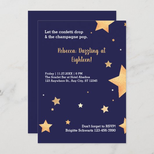 Carte Anniversaire or moderne (Devant / Derrière)