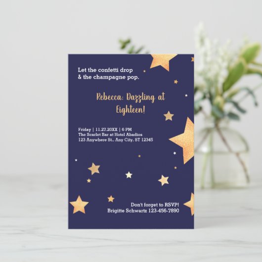 Carte Anniversaire or moderne (Debout devant)