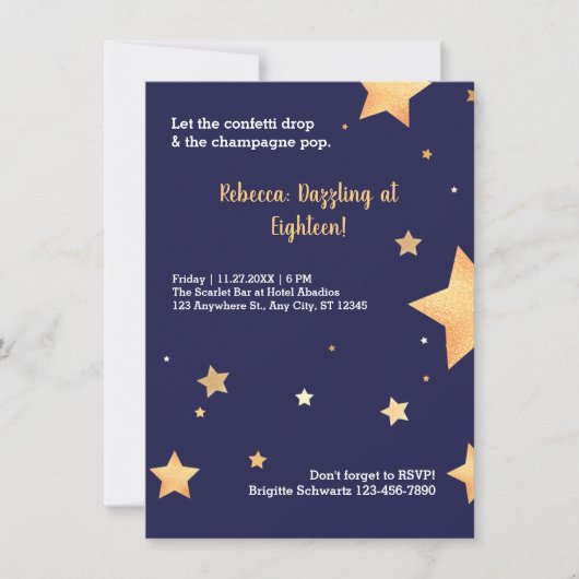 Carte Anniversaire or moderne (Devant)