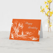 Carte Anniversaire Orange Floral (Fleur jaune)