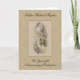 CARTE ANNIVERSAIRE ORDINATION PRÊTRE COURONNEMENT JÉSUS