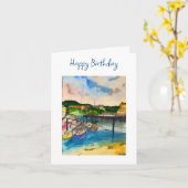Carte Anniversaire original du port de Scarborough (Fleur jaune)