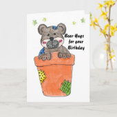 Carte Anniversaire Ours Hugues (Fleur jaune)