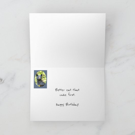Carte Anniversaire Ours Mangez le gâteau Premier Humour  (Intérieur)