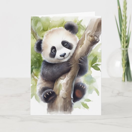 Carte Anniversaire Ours Panda Dans L'Arbre (Devant)